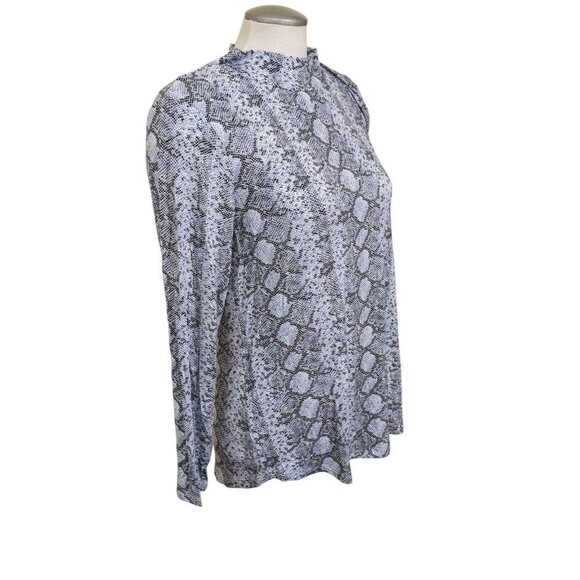 Maurices Womens Long Sleeve Top Size L White Gray Snakeskin Mock Neck Stretch - Picture 3 of 6